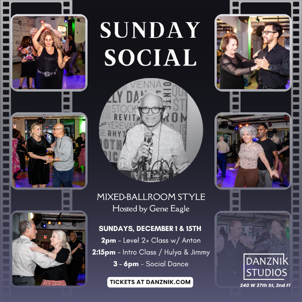 Sunday Dance Social at Danznik Studio, 37 West 37th St. NYC